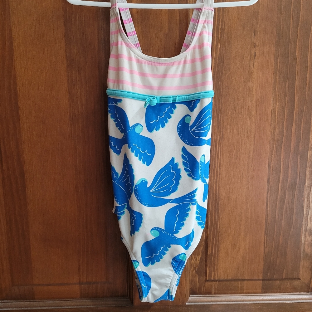 Mini Boden "Hopscotch" Cross-back Swimsuit